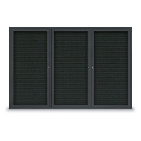 United Visual Products 30"x36" 1-Door Enclosed Outdoor Letterboard, Black Felt/Black Alum UV1166DSD3036-BLACK-BLACK